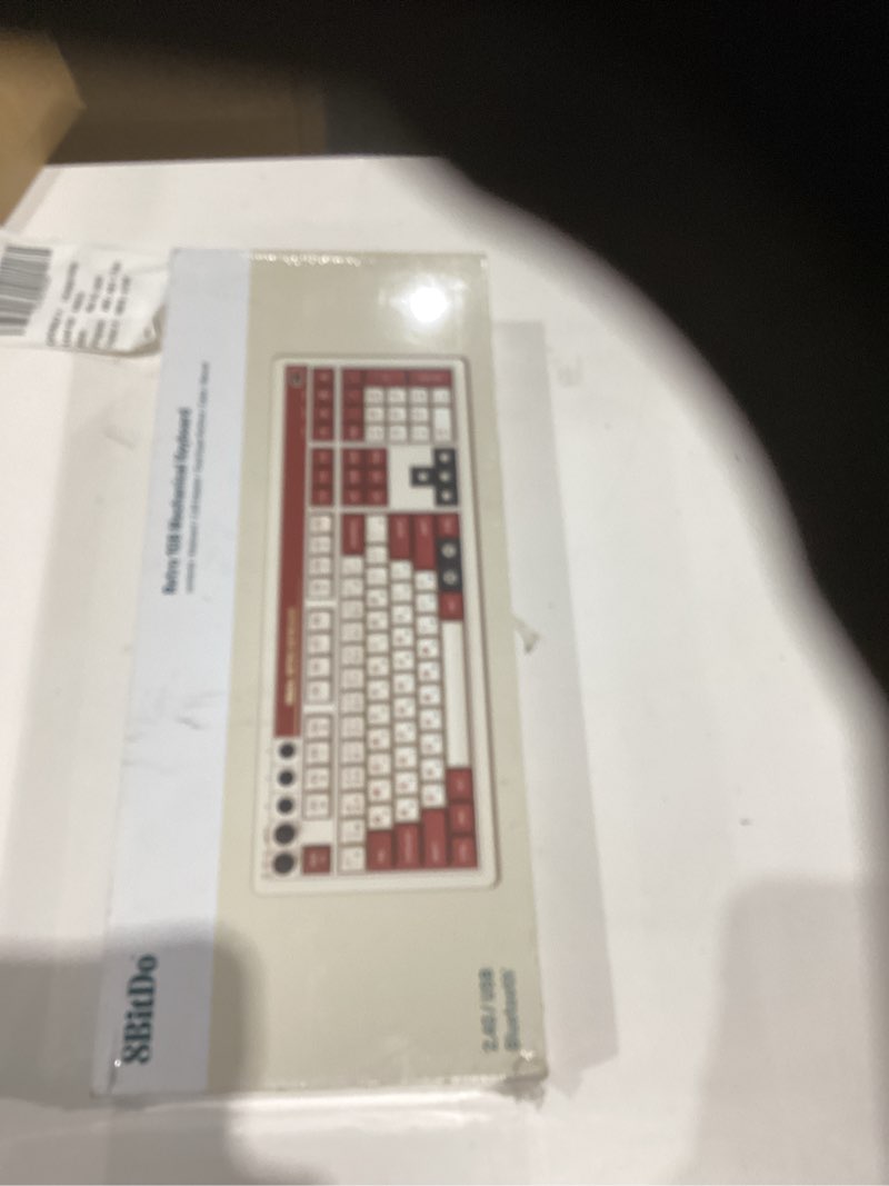 Condition photo showing New/Like New for 8bitdo 108 keys retro mechanical keyboard bluetooth/2.4g/usb-c, hot swappable, dual super programmable buttons, volume knob for windows and android - fami edition