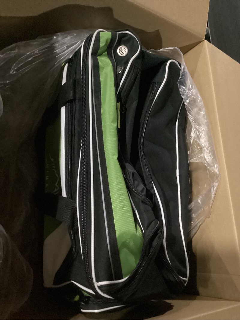 Condition photo showing Good Condition for Double Roller 2 Ball Bowling Bag with Separate Shoe Compartment for Bowling Shoes (Up To US Men Size 15) and Abundant multifunction Accessory Pocket, Upgraded fabric, Retractable Handle - Extends to 40" Black-Green