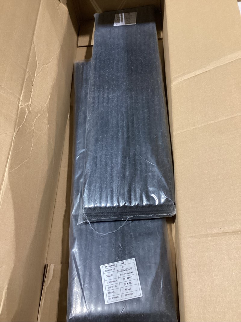 Condition photo showing Good Condition for Ottomanson Non-Slip Rubberback Solid Design 8" x 30" Indoor/Outdoor Stair Treads, 14 Pack, Black