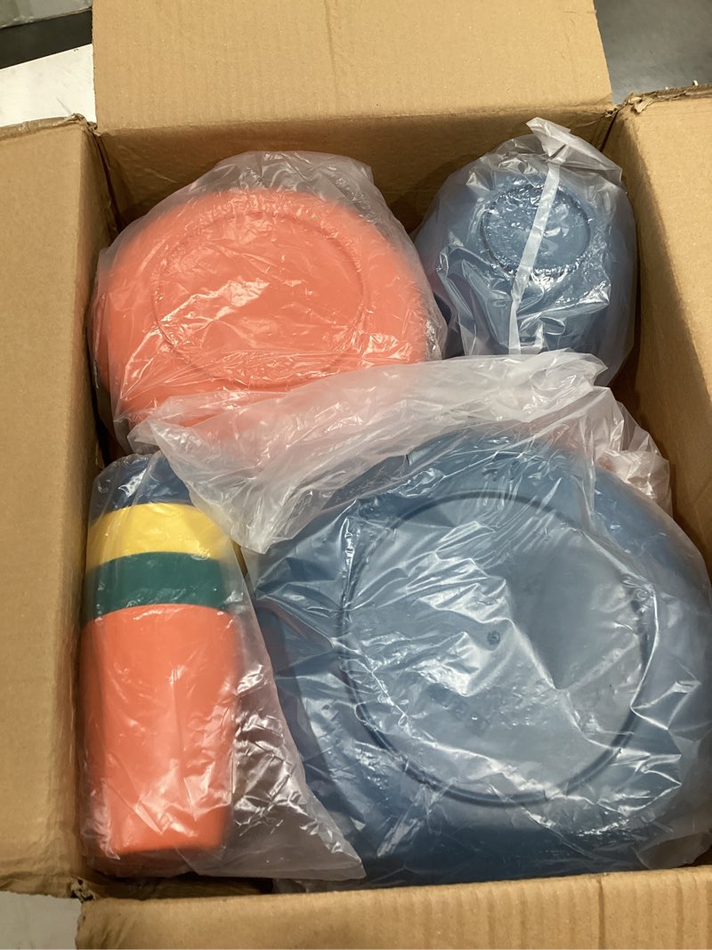 Condition photo showing Good Condition for lazycorner 48-pcs kitchen wheat straw dinnerware set, service for 8, plastic reuasble dinner dishes serving plate set for kitchen, including dinner plate, dessert plate, bowl, cup(multicolor) multicolor 48-pcs