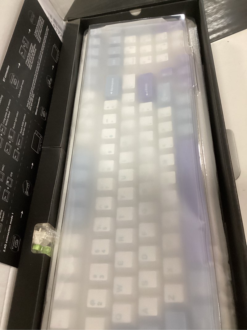 Condition photo showing New/Like New for aula f99 96% layout wireless mechanical gaming keyboard, hot swappable lubed switches, trimode, backlit - purple blue