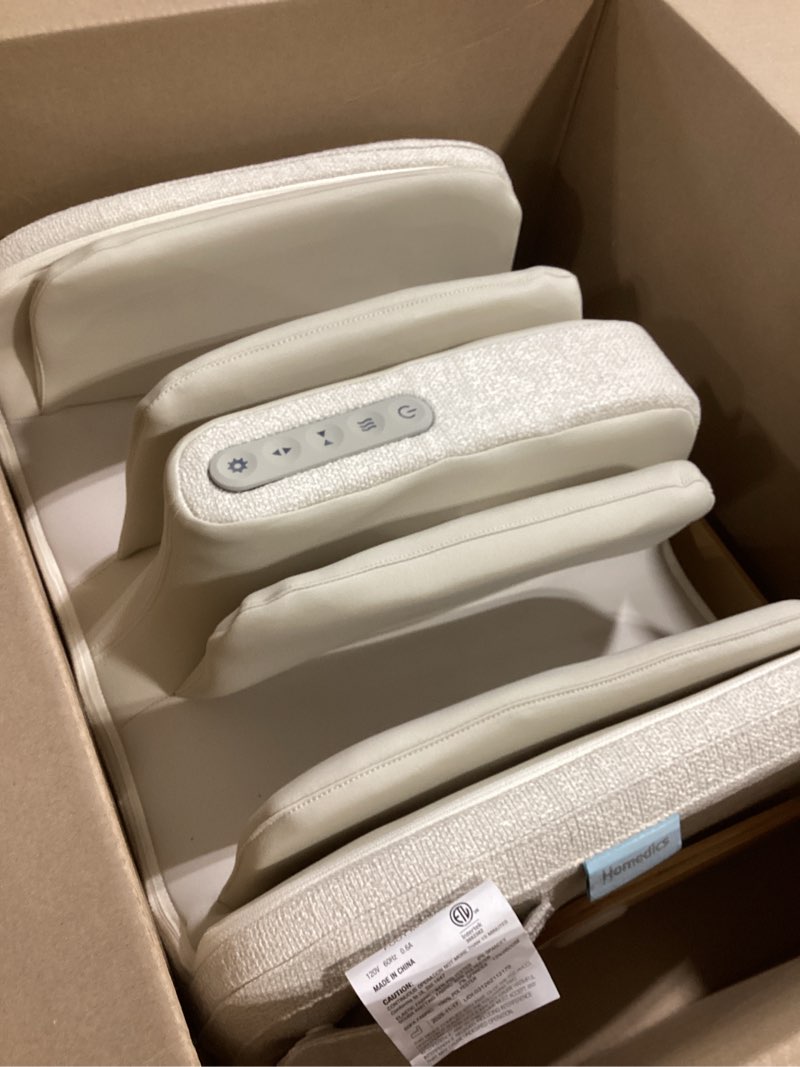 Condition photo showing Good Condition for homedics luxe comfort foot massager & calf massager with heat, shiatsu, deep kneading, air compression, circulation boost, relaxation, adjustable modes, post-workout recovery