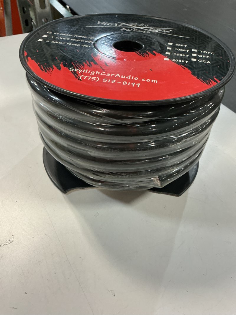 Condition photo showing As Is for 50 ft CCA 1/0 Gauge Oversized Black Power Ground Wire Sky High Car Audio