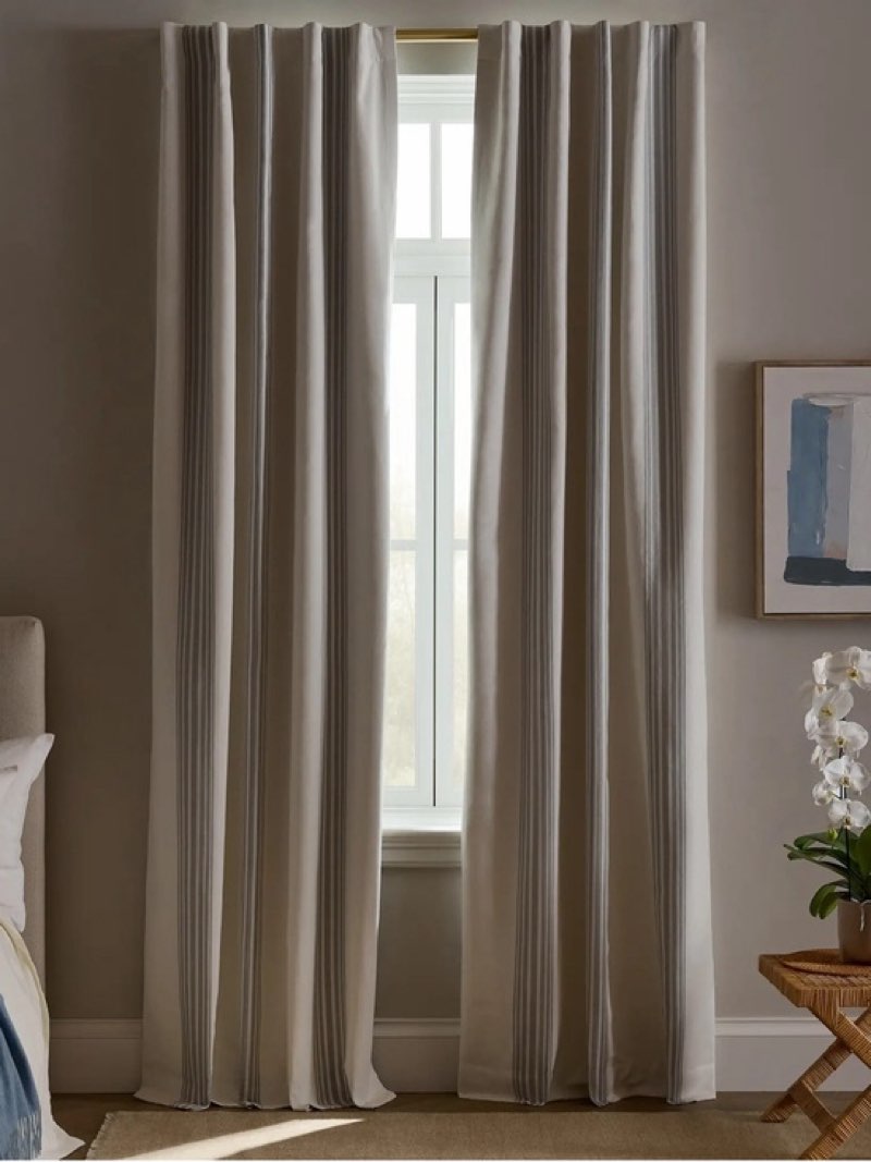 textured cotton true blackout curtain, 48x84, blue