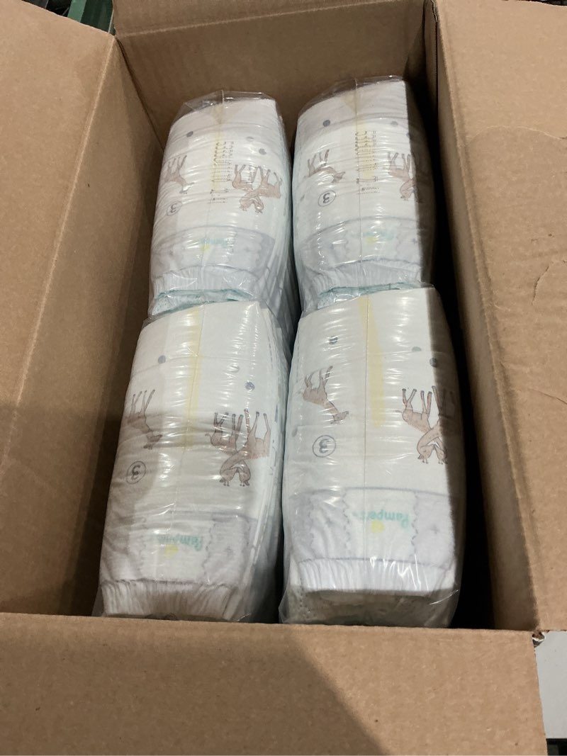 Condition photo showing New/Like New for pampers swaddlers diapers, size 3 (13-26 lbs), 136 count, absorbent, keeps baby dry and comfortable, skin safe disposable baby diaper (packaging may vary) size 3 136
