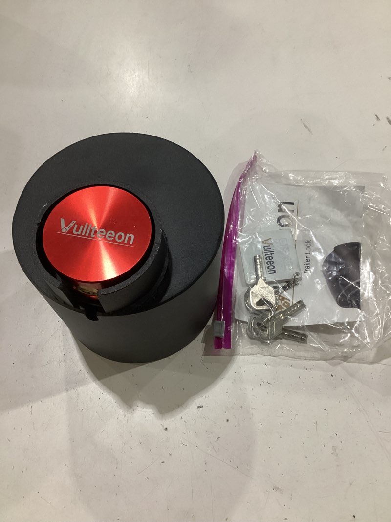 Condition photo showing Good Condition for universal trailer hitch lock, fit for 2-5/16" 2" 1-7/8" couplers, anti-theft max security tongue locks, solid steel enclosed design coupler lock for boat, rv, camper, utility trailer red