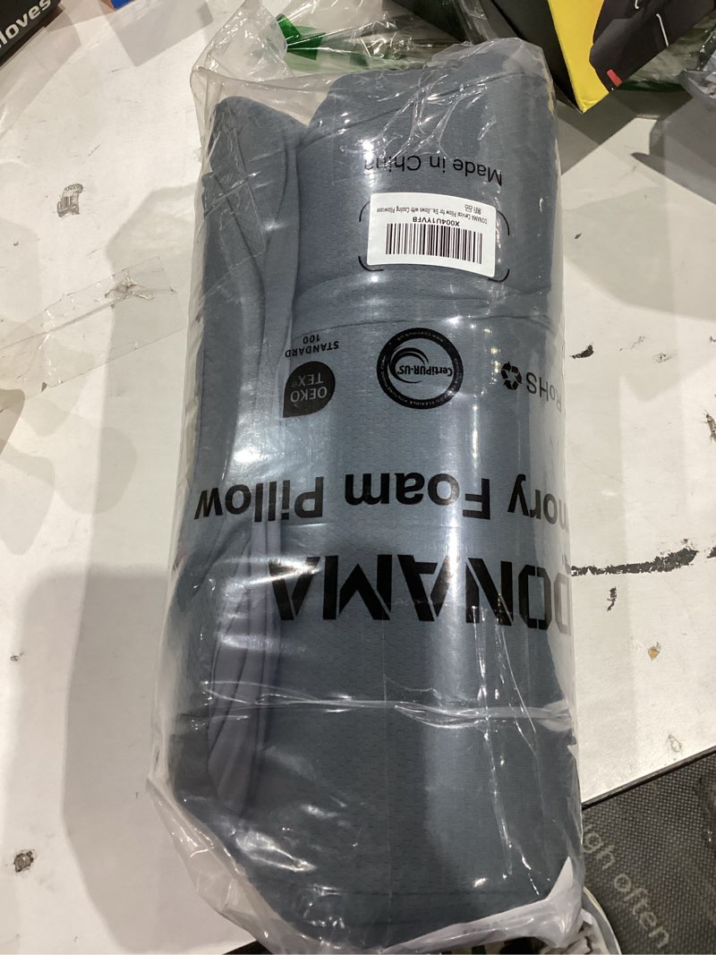 Condition photo showing New/Like New for DONAMA Cervical Pillow for Sleeping, Contour Memory Foam Pillow for Neck and Shoulder Support, Ergonomic Neck Pillow for Side Back Stomach Sleepers, Bed Pillows with Cooling Pillowcase Dark Grey Queen Size (24.4"Lx14.6"Wx4.7"H )