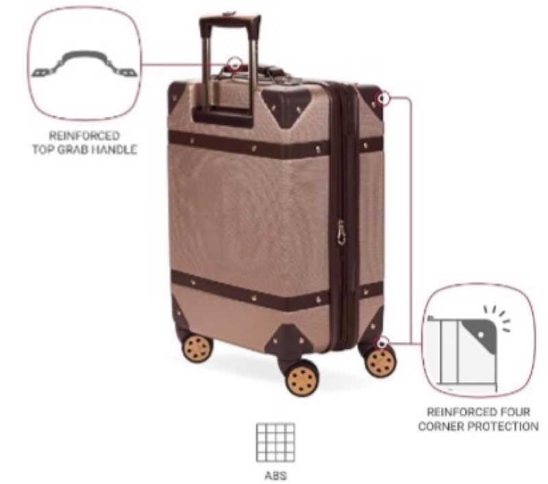 swissgear 7739 hardside luggage trunk with spinner wheels, blush, checked-large 26-inch