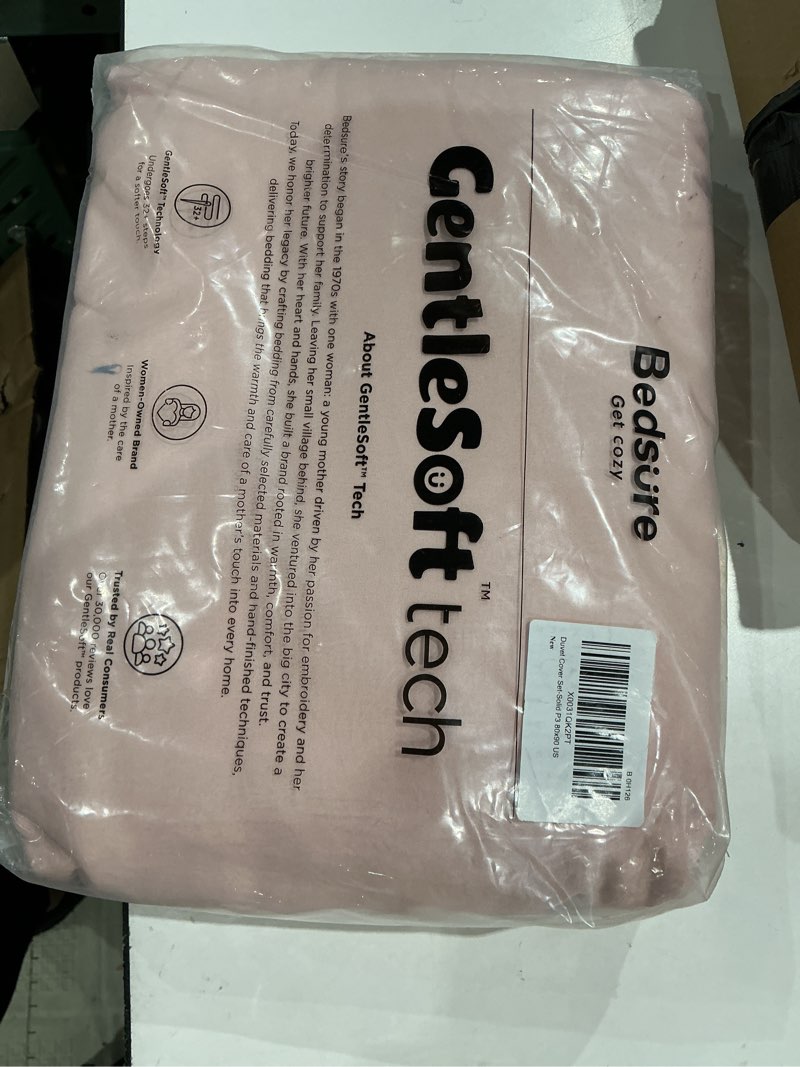 Condition photo showing Good Condition for duvet cover full size set - extra soft full duvet cover 80" x 90" with 2 pillow shams for women, men, kids & teens - hotel luxury w/ zipper closures & ties - comfy, cozy & breathable (lavender pink) 33 - lavender pink (no comforter) full (80x90)