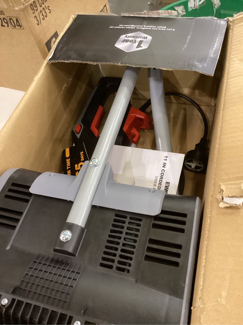 Condition photo showing As Is for EWORK Corded Snow Shovel 11-Inch 1200W 10A Powerful Electric Snow Shovels, 6-Inch Clearing Depth, 23-Foot Max Throw Distance, Power Snow Blower for Driveway, Steps, Sidewalk, Porch 1200W 10A Corded Snow Shovel