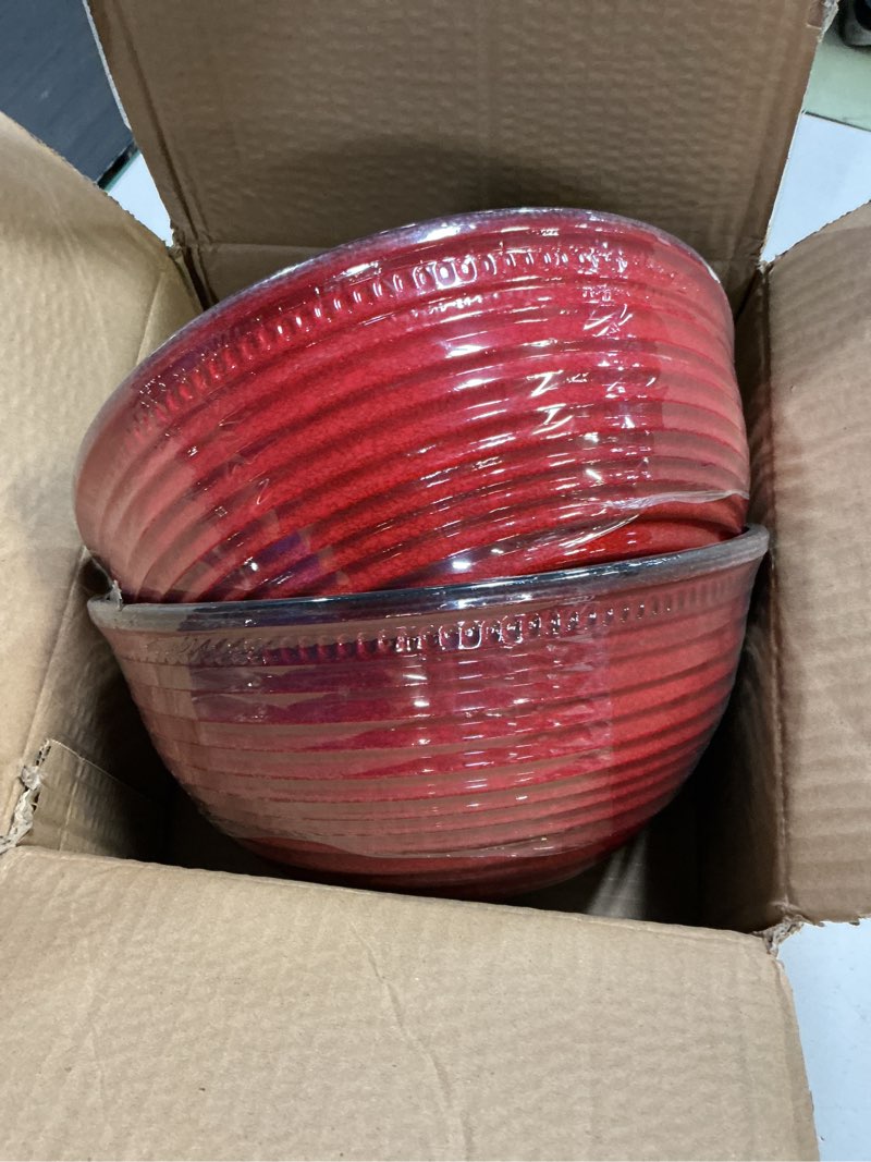 Condition photo showing New/Like New for 2 pack 10 inch plant pots,durable decorative flower pots planters with drainage hole for indoor and outdoor plants,flowers,succulents, red