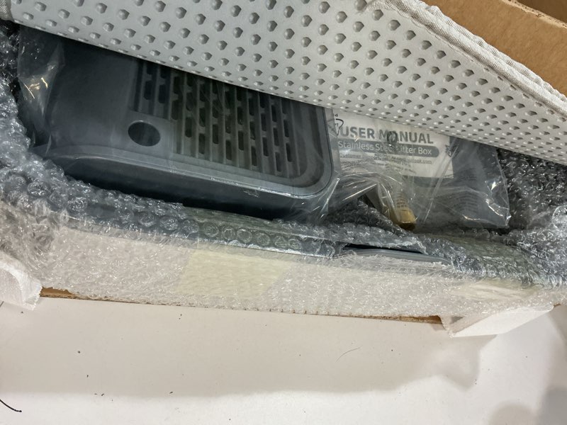 Condition photo showing New/Like New for Stainless Steel Litter Box with Lid, Extra Large Enclosed Cat Litter Box for Big Cats, Anti-Leakage Metal Kitty Box with High Sided Enclosure, Scoop, Pedal & Non-Slip Mat, Easy to Clean Fully Enclosed-Grey