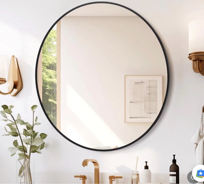 garvee 2024 new 20 inch round mirror, hd eco-friendly bathroom mirror, metal framed circle mirror, modern wall mirror for bathroom, living room, vanity, easy to install, matte black