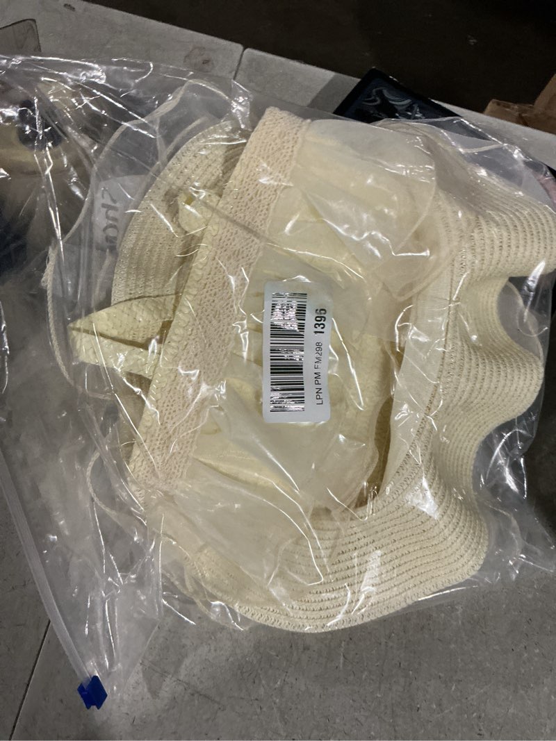 Condition photo showing Good Condition for tradder tea party hat set 5pcs straw hat gloves pearl necklace bracelet handbag for easter church princess dresses outfit cream white double-layered lace