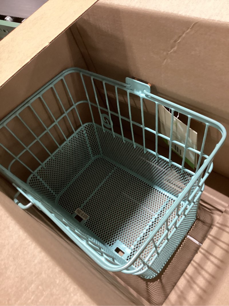 Condition photo showing Good Condition for retrospec apollo detachable front bike basket steel half-mesh with integrated detachable hooks and built-in handle, easy assembly and portability for bicycles cool mint basket