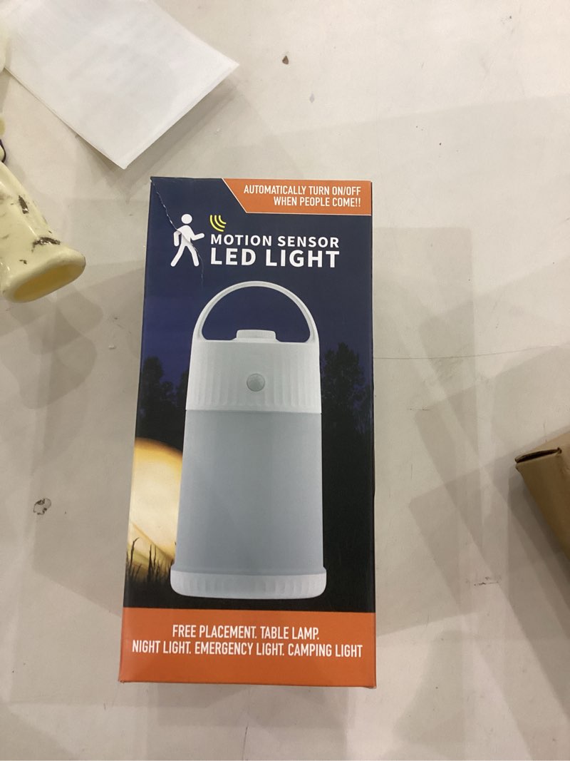 Condition photo showing New/Like New for Upgraded Motion Sensor Night Light with 4 Adjustable Brightness Levels,Portable Rechargeable LED Lamp with PIR Motion Detection, 4000mAh Battery, Ideal for Bedroom, Closet, Camping (White)