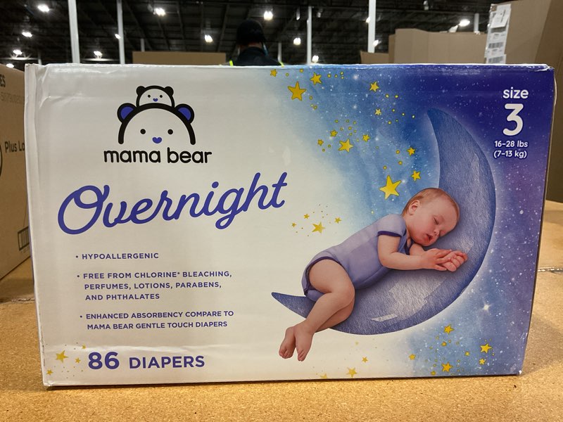 Condition photo showing New/Like New for amazon brand - mama bear overnight baby diapers with leak protection, fragrance-free, size 3, 86 count size 3 (86 count)