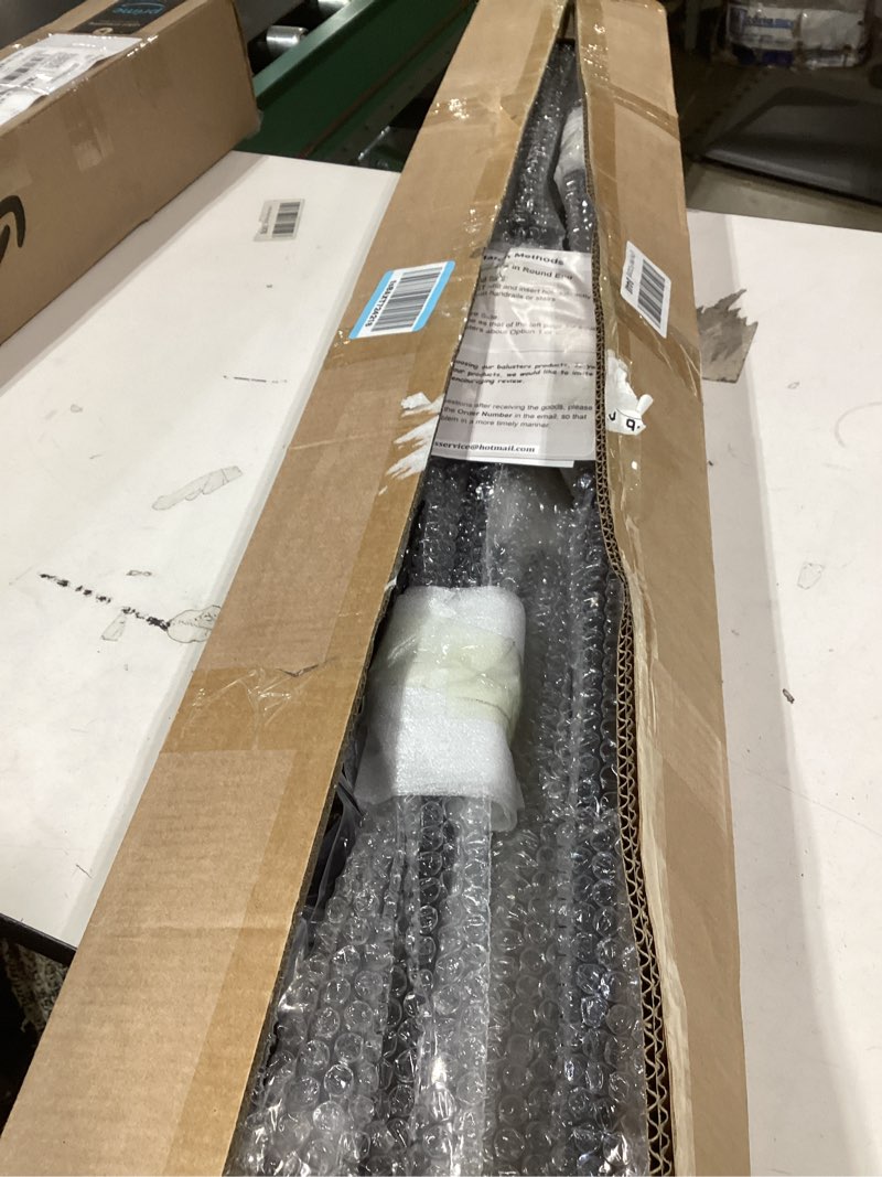 Condition photo showing Good Condition for 9 Pack Iron Balusters,Hollow Double Basket Iron Spindles Hollow Single Basket Staircase Balusters Single Twist 1/2" Square Stair Balusters with 18 Swivel Shoes Double & Single Basket 9