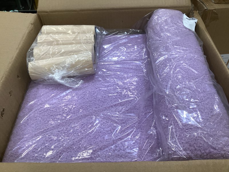Condition photo showing Good Condition for dog ramp for small dogs and cats – 2-in-1 dog ramp for couch and low bed, 16.5'' foldable wooden pet ramp, sturdy multi-use split ottoman design, light purple