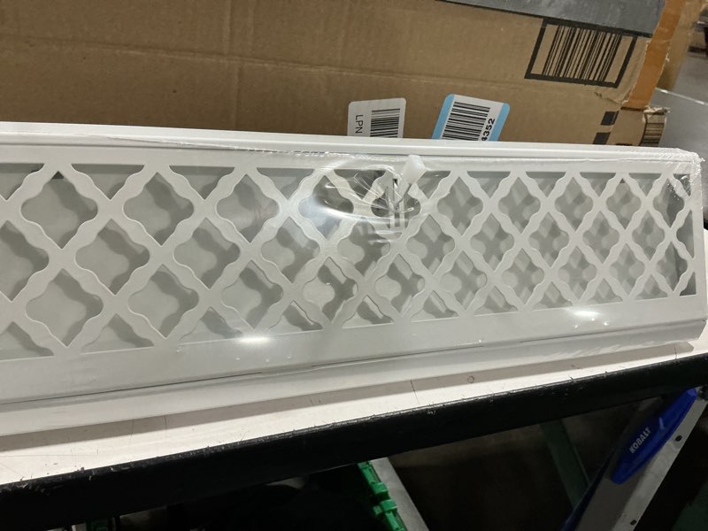 Condition photo showing New/Like New for blulu 1 pcs 18 inch baseboard register duct opening size modern design vent covers for home floor wall baseboard air covers supply floor diffuser including screws (white) 18 inch white 1