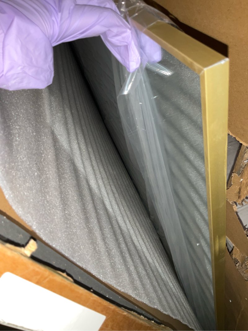 Condition photo showing Good Condition for Antok Arched Full Length Mirror, 76"x34" Arched Floor Mirror, Glassless Mirror Full Length with Stand, Floor Mirror Freestanding, Wall Mounted Mirror for Bedroom Living Room, Gold Gold 76"L x 34"W