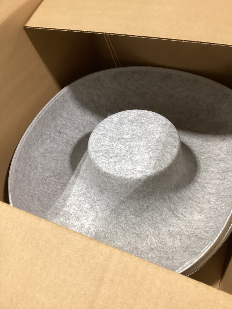 Condition photo showing Good Condition for Cattasaurus Peekaboo Cat Cave Donut for Multiple & Large Cats up to 30-45 lbs, 3-in-1 Self Warming Cat Bed, Tunnel & Scratcher for Indoor Cats, Washable & Detachable Small Dog Bed (Light Gray, Large)