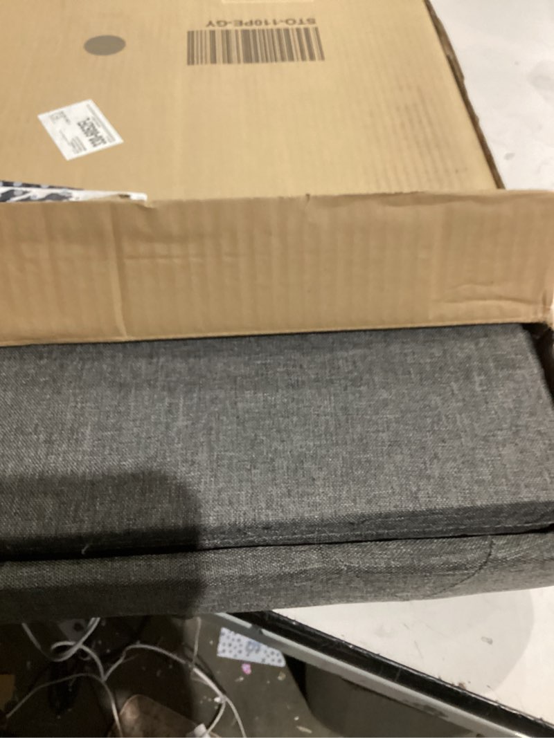 dumos foldable storage ottoman bench 43in, storage chest, large end of bed foot rest stool with padd