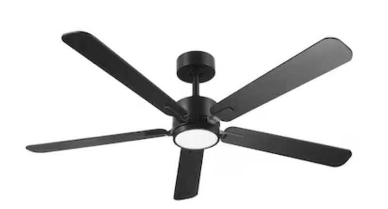  harbor breeze northbrook 52-in matte black with matte blades led covered outdoor ceiling fan