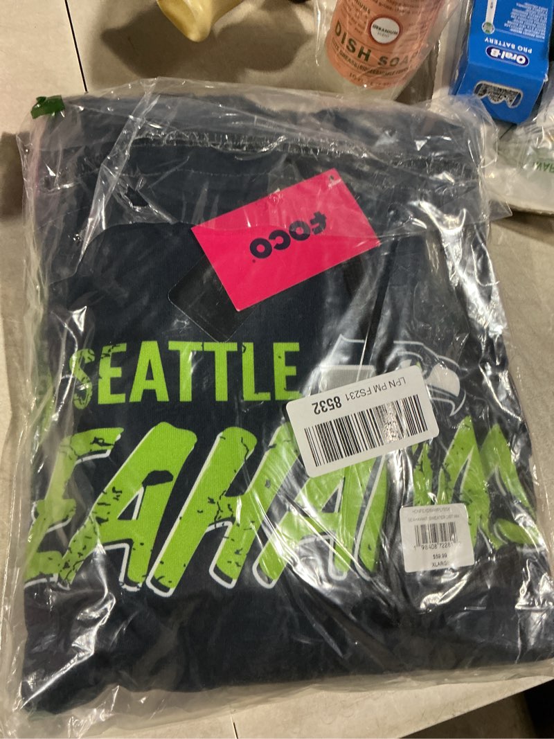 Condition photo showing New/Like New for foco nfl men's officially licensed team wordmark distressed performance sideline pullover sweatshirt hoodie atlanta falcons small atlanta falcons color red