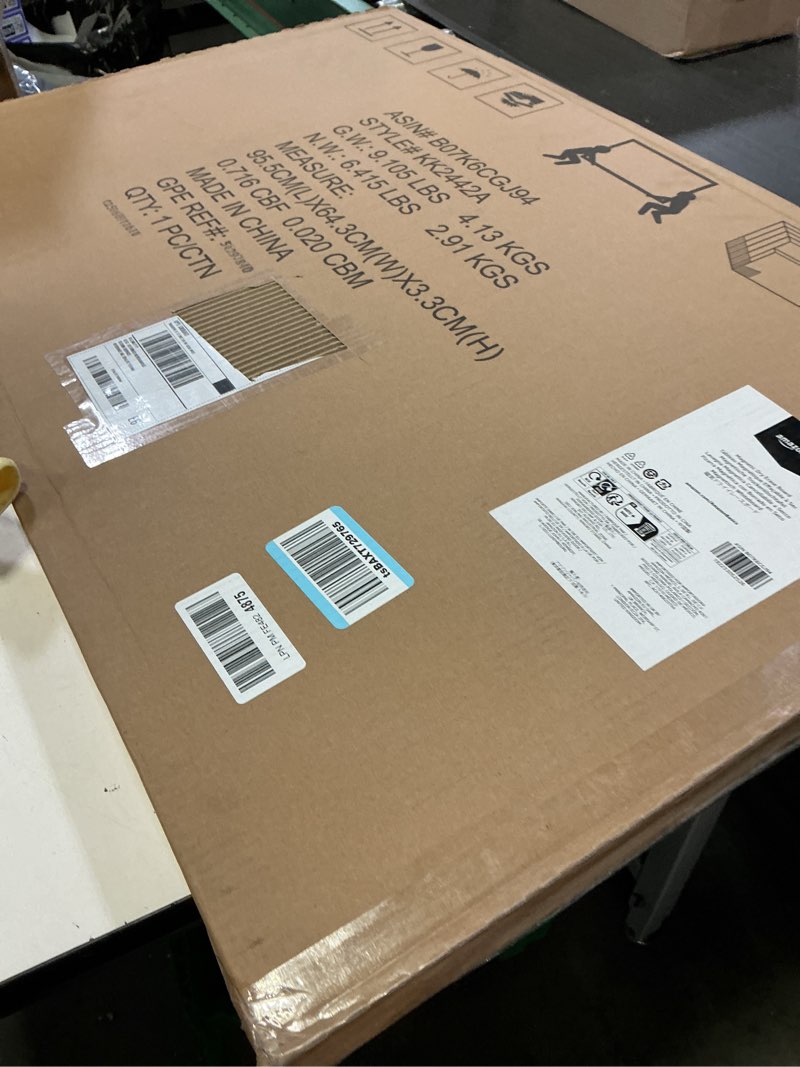 Condition photo showing New/Like New for amazon basics magnetic dry erase whiteboard, 35"w x 23"h, black wooden frame, wall-mounted for writing and presentation black/white 35"w x 23"h