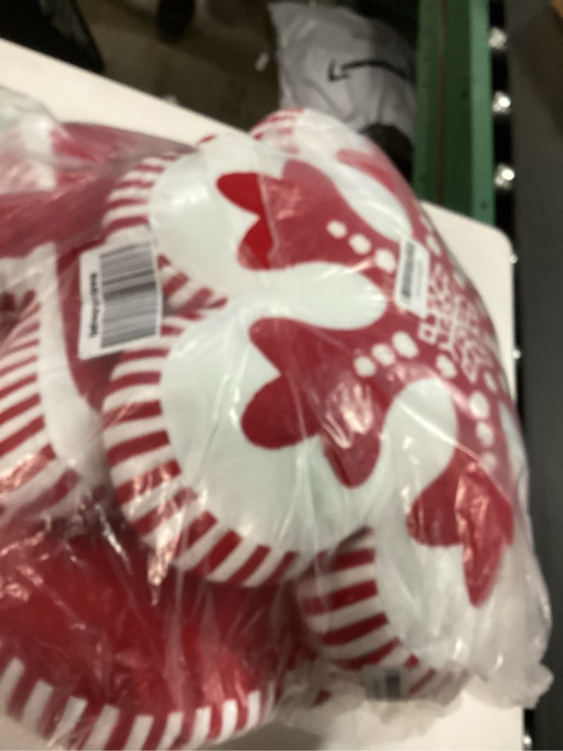 Condition photo showing As Is for Lanpn Christmas Throw Pillows Set of 3, Christmas Decoration Winter Throw Pillows Snowflake Santa Claus Xmas Tree Cuhsion for Sofa Living Room Bedroom Xmas Decor (Red)