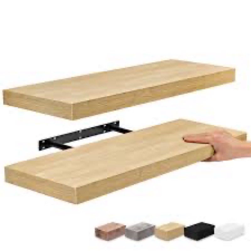 Solrot Floating Shelves for Wall Decor, Wall Mounted Wood Storage Shelf for Bedroom, Living Room, Ba