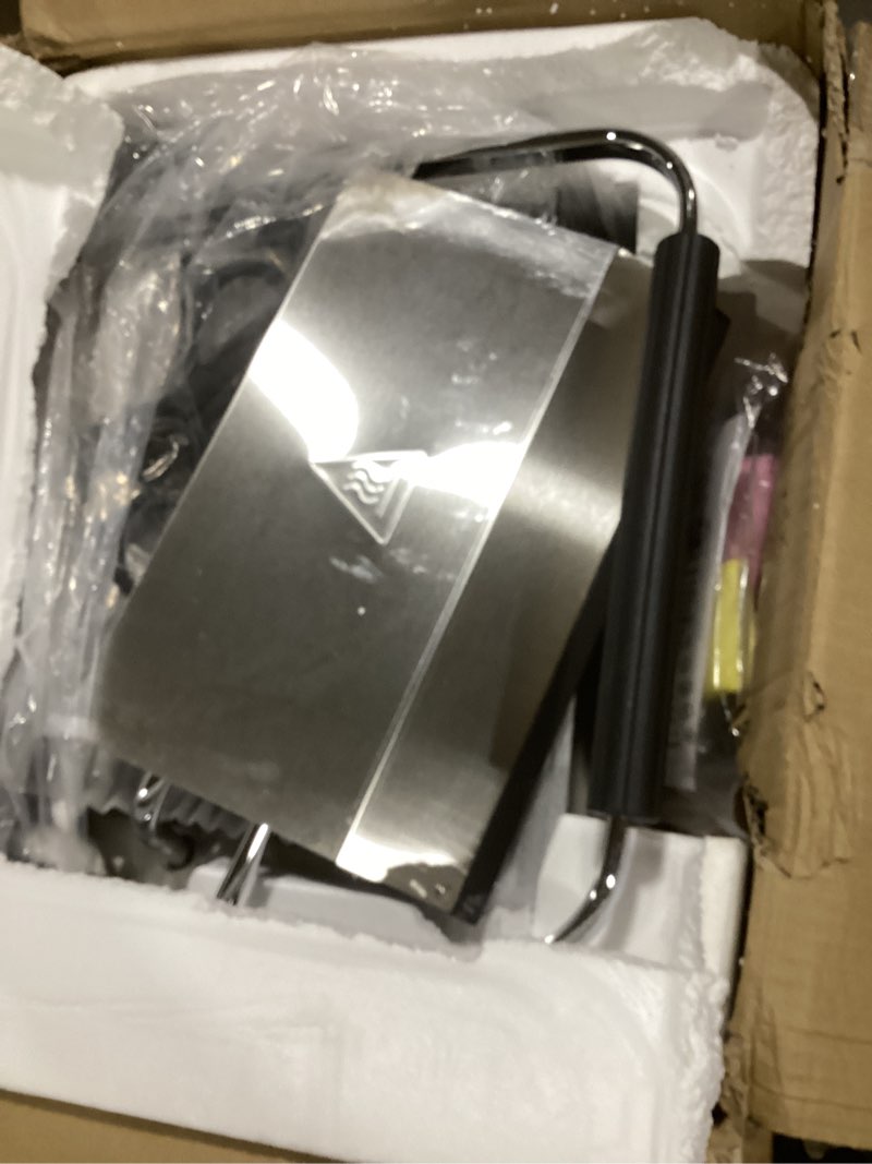 Condition photo showing As Is for vevor commercial panini grill, 1800w electric sandwich panini maker, stainless steel sandwichs press grill with handle and temp control, 13.5x9.3 in full flat enamel plate, for hamburger steak bacon