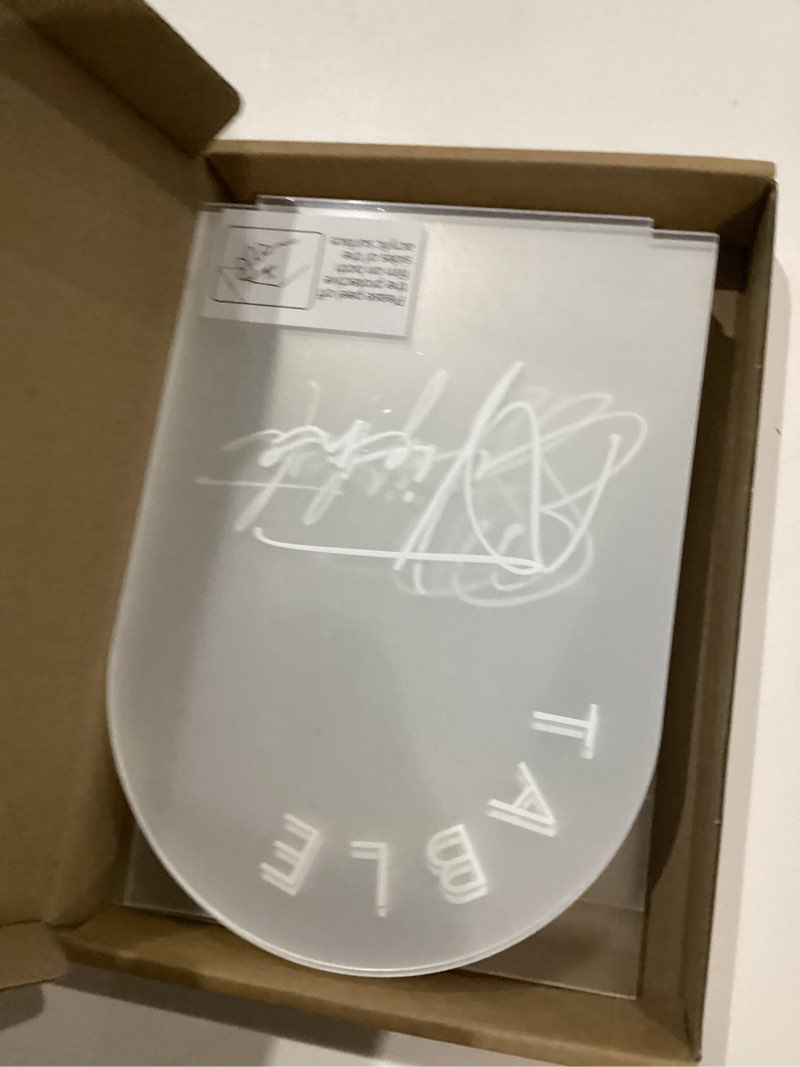 Condition photo showing Good Condition for jinmury clear arch wedding table numbers 1-10 with stands, 5x7 inch acrylic arch sign with white lettering, clear acrylic table numbers for wedding reception clear white font 5x7 inch table number 1-10