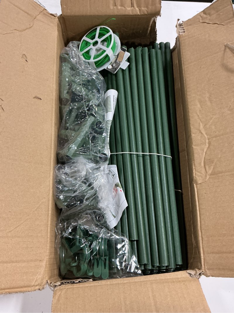 Condition photo showing Good Condition for 3 pack square tomato cages, 49'' tall heavy duty steel tomato trellis kit for garden, plant support tower stakes cucumber pepper trellis for climbing vegetable flowers 3pcs cages