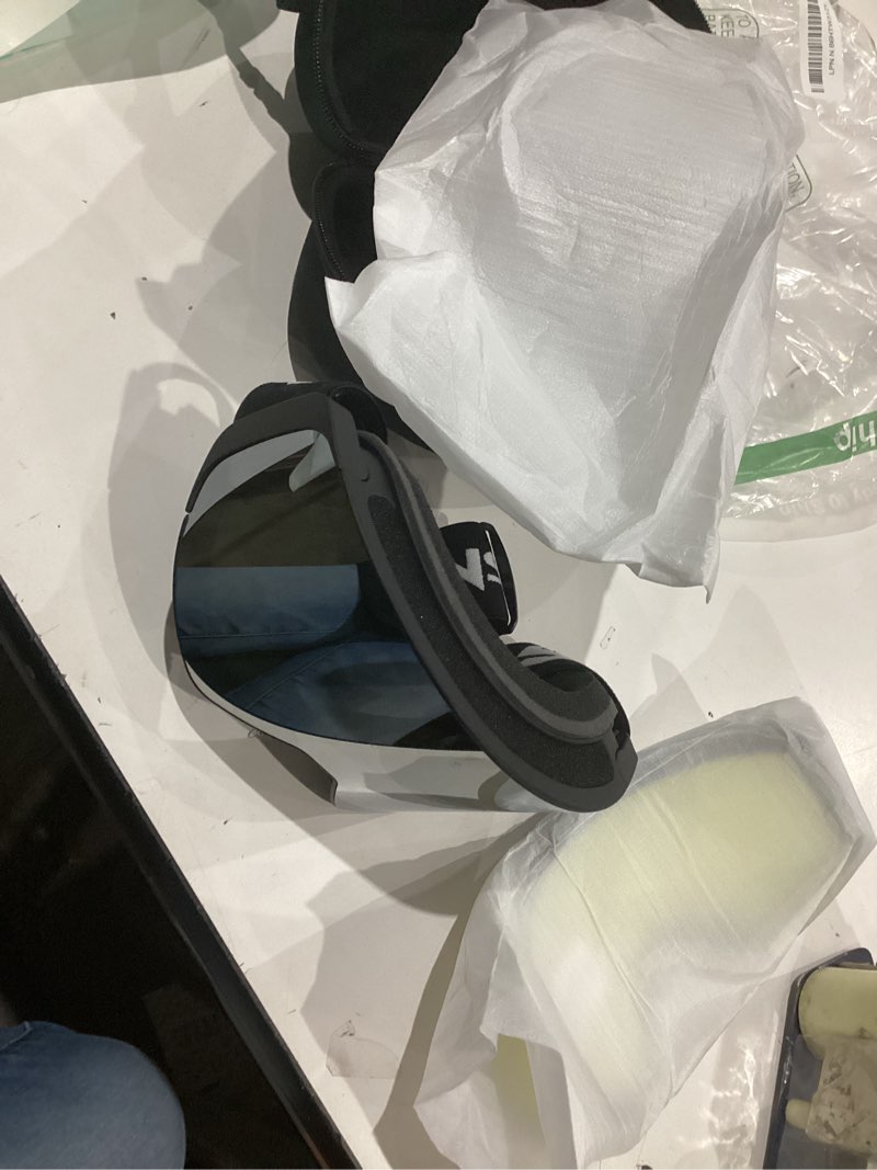 Condition photo showing New/Like New for Ski Goggles, OTG Over Glasses Snowboard Goggles with 2 UV400 Anti-Fog Detachable Magnet Lenses for Men&Women Adult Ver.2 Silver(vlt 9%) + Clear (Vlt 83.5%)