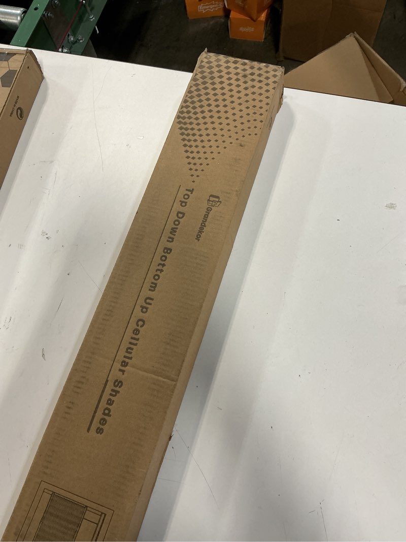 Condition photo showing New/Like New for Grandekor Top Down Bottom Up Cellular Shades Cordless, 27" Wx64 H, Pull Down Honeycomb Blinds for Windows Room Darkening Blinds & Shades for Living Room Bedroom, Light Filtering, White White (Light Filtering) 27"W x 64"H