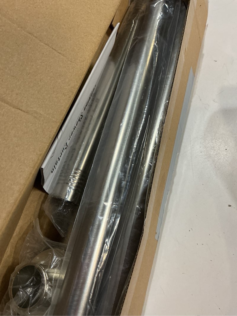 Condition photo showing Good Condition for Ausemku Shower Curtain Rod 32-80 Inch Adjustable - 1 Inch Diameter Heavy Duty No drill Spring Tension Shower Rod, Non-Slip Rustproof Telescopic Rod for Bathroom, Nickel 32-80 Inches Nickel