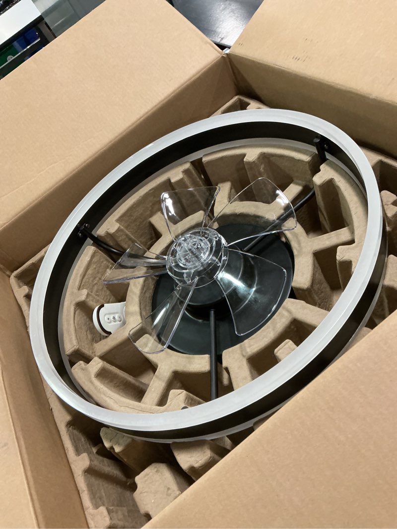 Condition photo showing Good Condition for Harbor breeze edenmore fandelier with remote control matte black finish 20 in