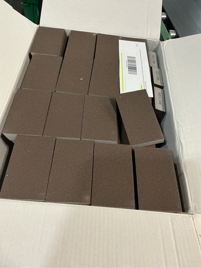 Condition photo showing Good Condition for Gisafai 100 Pcs Dual Angle Sanding Sponge Bulk 80/120 Grit Washable and Reusable Drywall Sponge Sandpaper Block for Wall Wood Metal Glasses, Med/fine