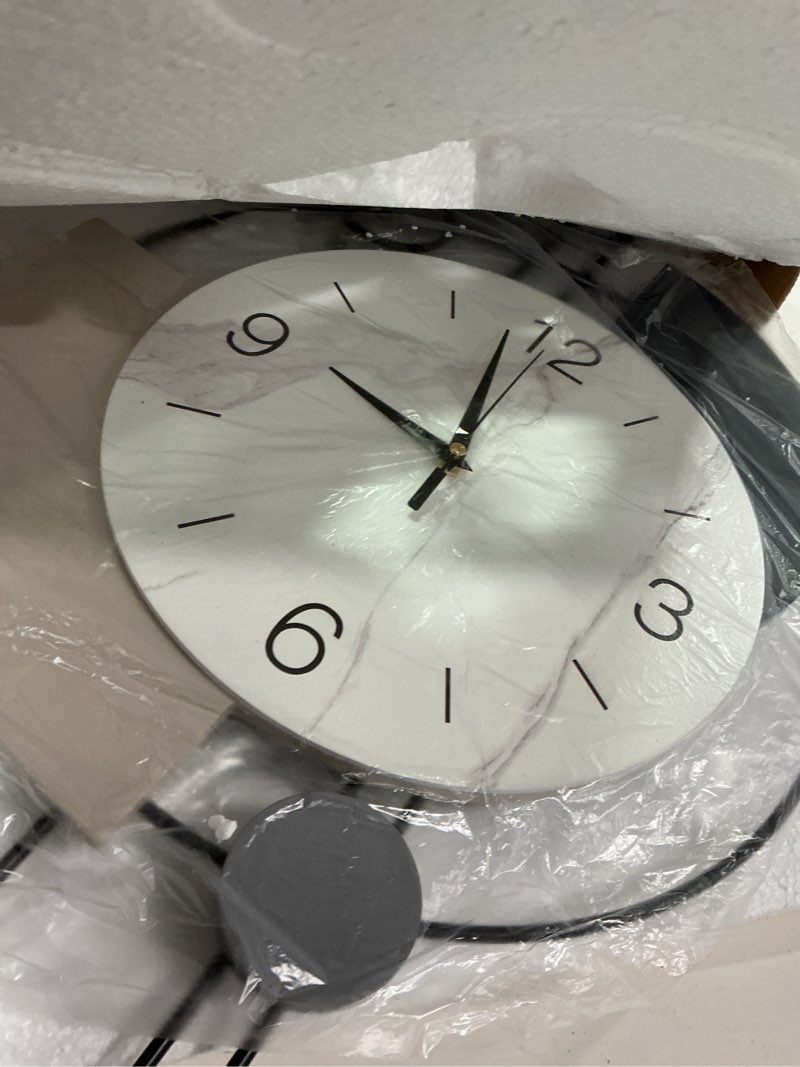 Condition photo showing Good Condition for Wall Clock, Silent Non-Ticking Quality Quartz Battery Operated with Pendulum, Large Wall Clock for Living Room Kitchen Home Bathroom Bedroom Wall Decor, 13x21.65inch(Black) Black 13x21.65inch