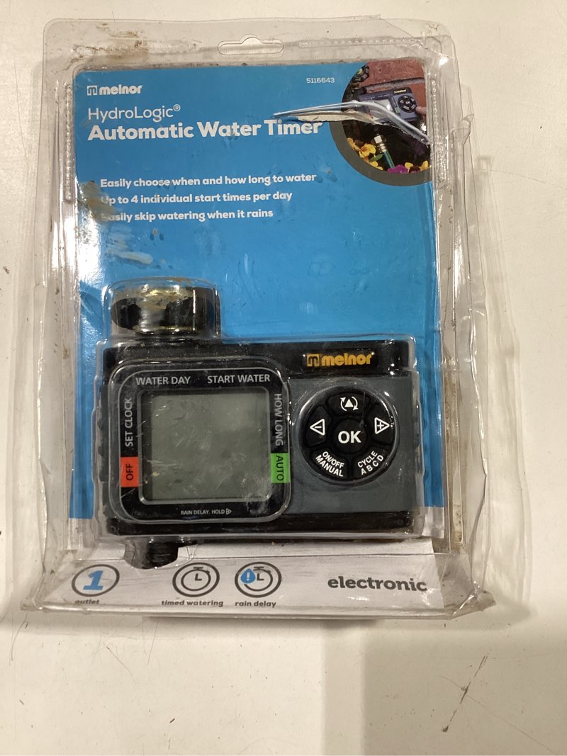 Condition photo showing As Is for melnor 1 output port stationary digital hose end timer