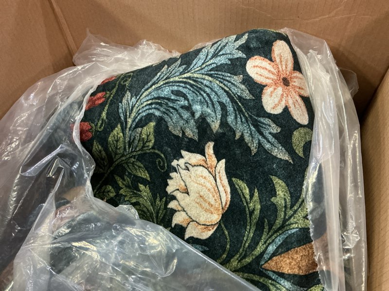 Condition photo showing As Is for garveehome dark green vintage floral washable 8x10 area rugs for living room boho botanical retro rug low pile stain resistance non slip carpet for bedroom nursery dining room a dark green 8' x 10' (rectangular)