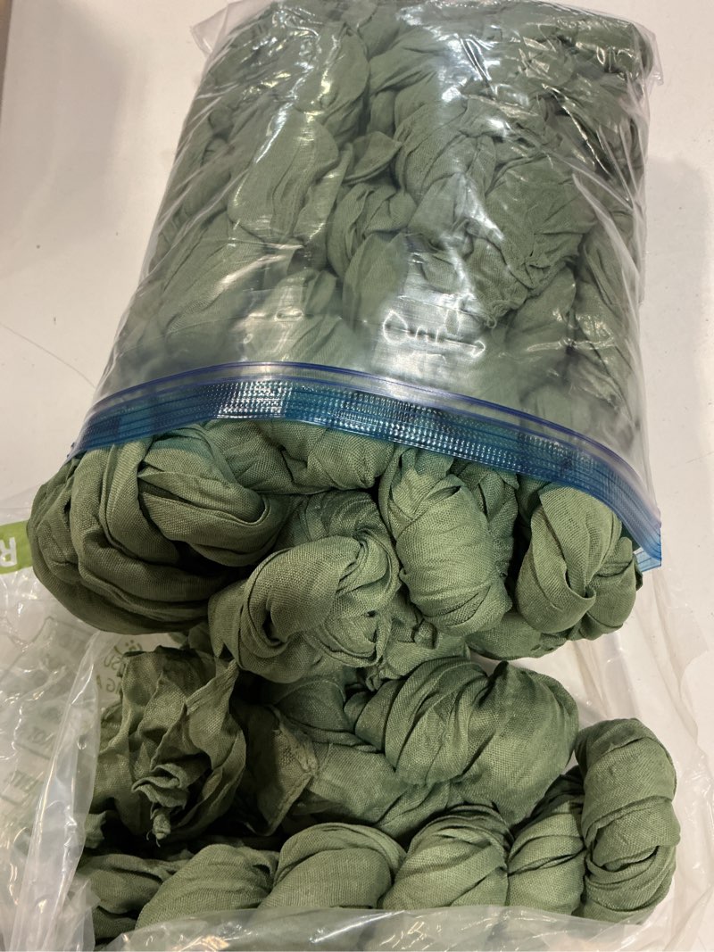 Condition photo showing Good Condition for 10 pack sage green cheesecloth table runner 10ft boho gauze fabric table runner vintage rustic sheer runners for wedding party bridal baby shower long table decorations sage green 20"x120"