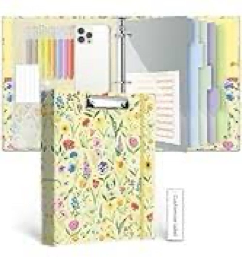 3 ring binder 2 inch, three ring binders organizer with clipboard, 5-tabs pockets dividers, plastic 