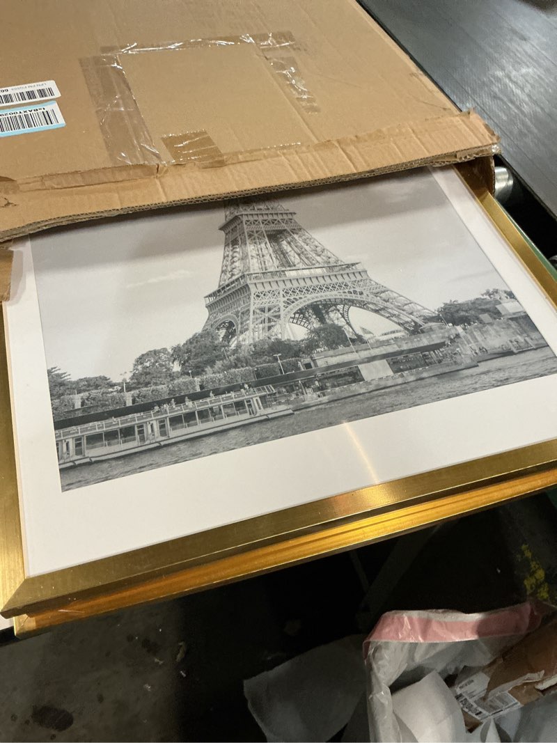 Condition photo showing As Is for ((Incomplete))upsimples 18x24 Picture Frame Set of 5, Display Pictures 16x20 with Mat or 18 x 24 Without, Wall Gallery Poster Frames, Gold Gold 18x24
