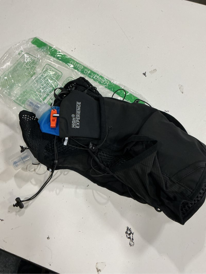 Condition photo showing Good Condition for running vest lightweight 4l trail hydration backpack pack with 2 17oz soft flask jogging marathon cycling hiking for women men black medium