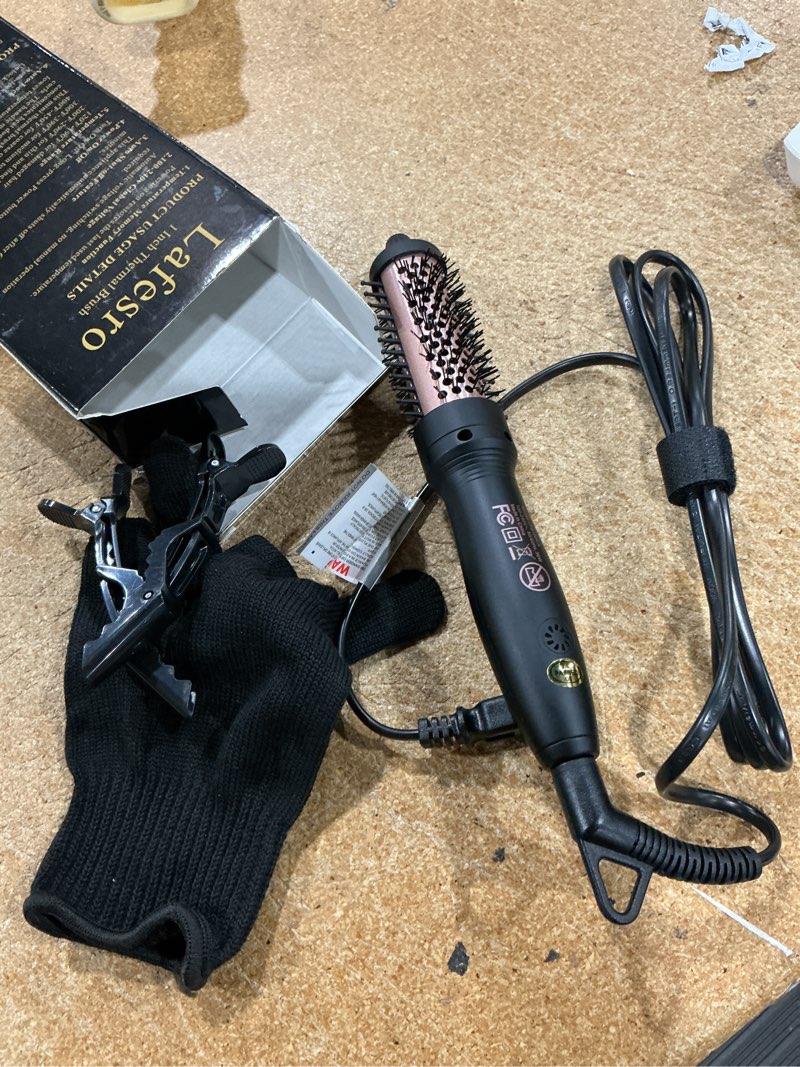 Condition photo showing Good Condition for thermal brush, mini & tiny 1 inch ionic heated round brush for smooth style, tourmaline ceramic cepillo para pelo for short to medium hair, adjustable temperature, dual voltage, compact-size black
