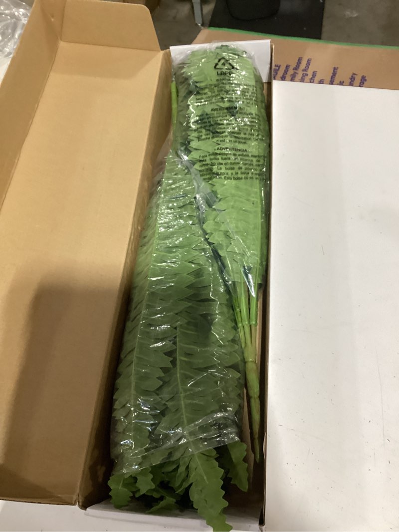 Condition photo showing As Is for forest prince 35" ferns artificial bush plants large, 2 artificial boston ferns with 39 fronds for outdoors home decor