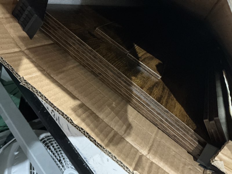Condition photo showing As Is for 5 pcs 36×12 wire rack covers for shelves – wood shelf covers for wire shelving, rustic farmhouse for pantry, closet(5 pcs, 36×12 inch) 36"w × 12"d 5